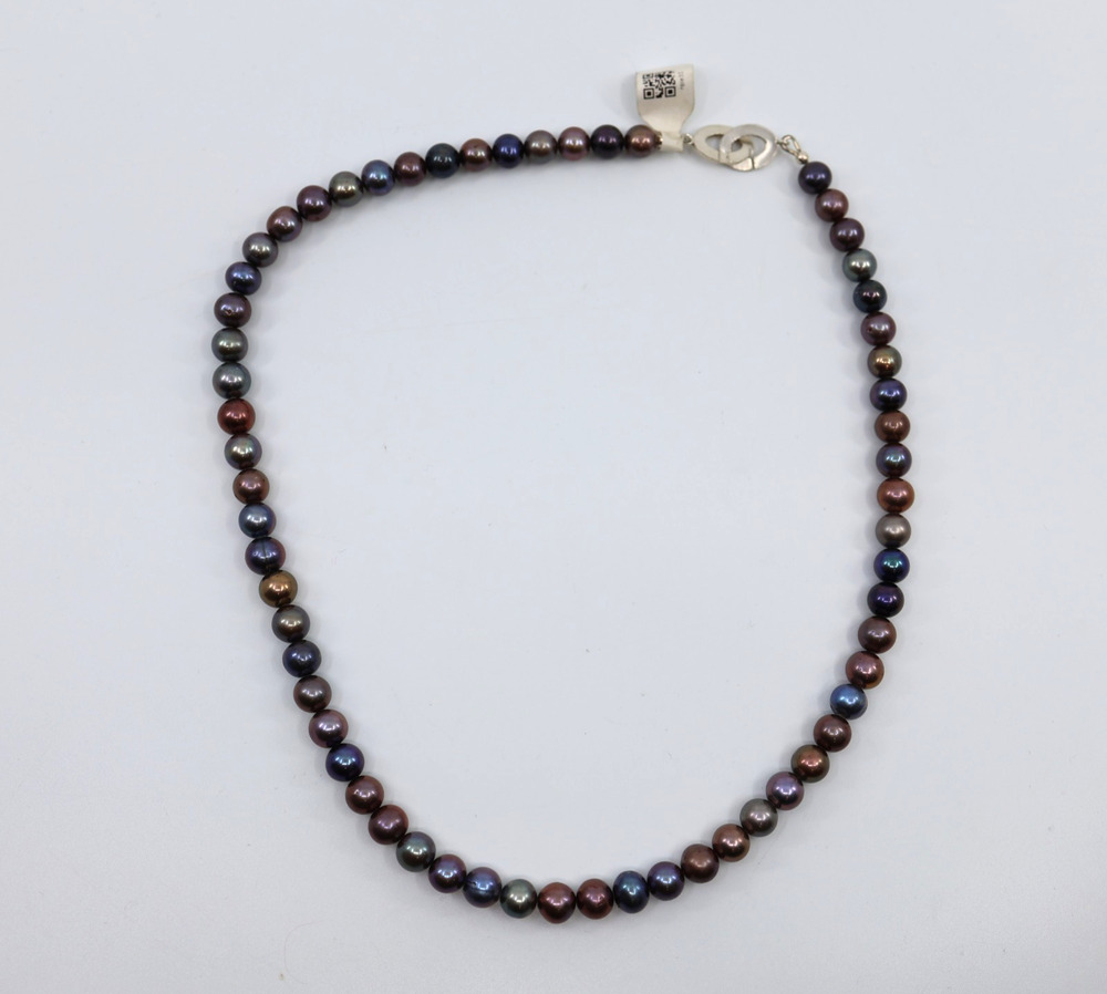 C0 New 100% Authentic MASHKA 925 Sterling Silver Freshwater Pearl Necklace $380